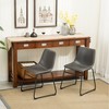 Okak Vintage 31.5" Height PU Leather Dining Chairs Set of 2, Sleigh Legs with Footrest & Zig-Zag Stitching, Metal Frame Counter Stools - 3 of 4