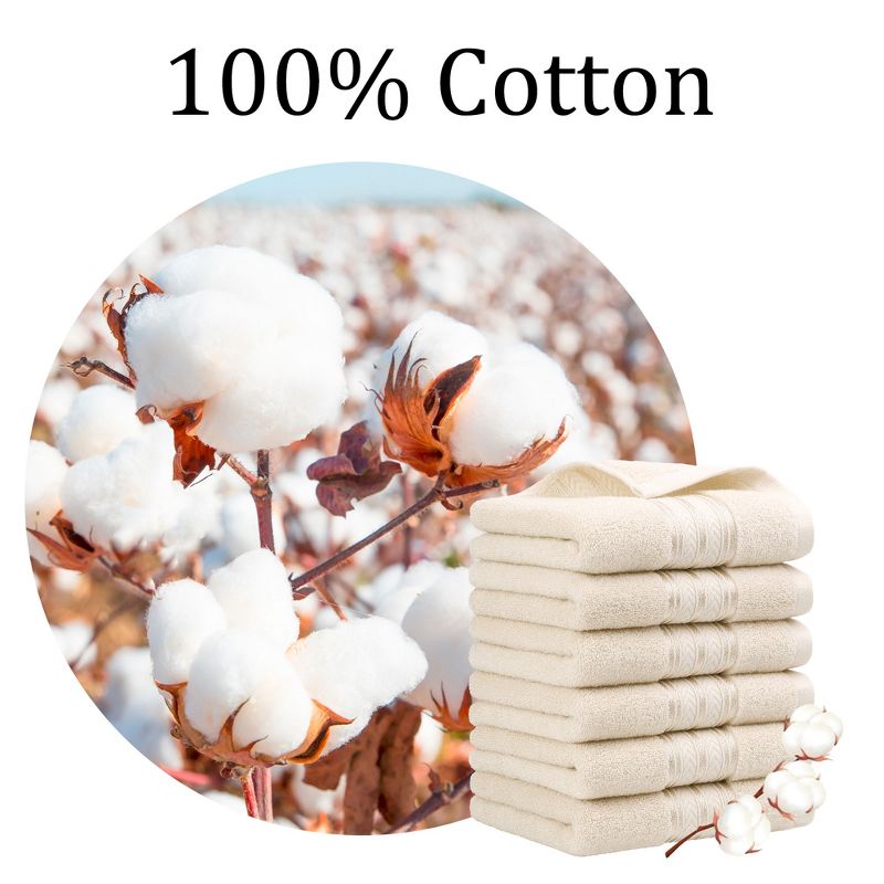PiccoCasa 100% Cotton Soft Absorbent Oversized Cotton Face Towels 6 Pcs 13'' x 29'', 4 of 5