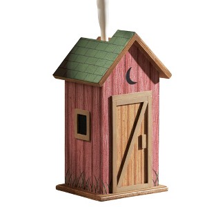 Collections Etc Primitive Country Outhouse Toilet Brush Holder 5.75 X 4.5 X 10 Red - 1 of 2