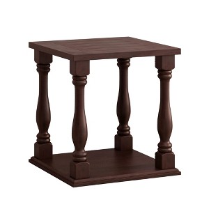 Gulches Antique Style Espresso Brown MDF 23 in Turned Post Leg Base End Tables - 1 of 4