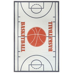Basketball Non-Slip Kids Playroom Nursery Washable Indoor Area Rug by Blue Nile Mills - 1 of 4