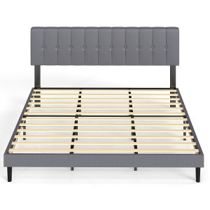 Lyngins Full Bed Frame with Headboard, Adjustable Headboard Platform Bed Frame, Storage Bed with 6.3" Under-Bed Space, Iron Frame Bed - 1 of 4