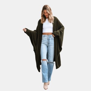 Women's Cozy Longline Open Front Cardigan with Dolman Sleeves -Cupshe - 1 of 4