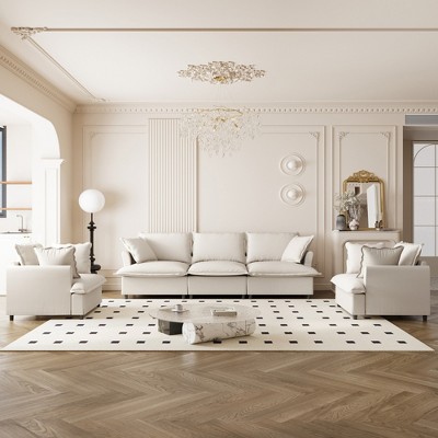 3-Piece Chenille Modular Upholstered Sofa Set with 5-Seater Capacity