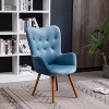 Blue Contemporary Silky Velvet Tufted Button Back Accent Chair - 3 of 4
