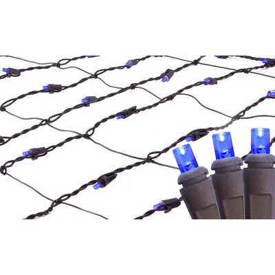 Northlight 150ct Wide Angle LED Trunk Wrap Net Lights Blue - 2' x 8' Brown Wire