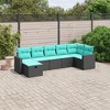 vidaXL 7 Piece Patio Sofa Set with Cushions - Black - 7 Piece, Without Storage - 2 of 4