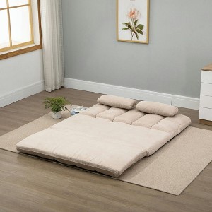 Resenkos Floor Chair,Lazy Sofa,Convertible Floor Sofa Chair, Folding Couch Bed, Guest Chaise Lounge With 2 Pillows,Beige - 1 of 4