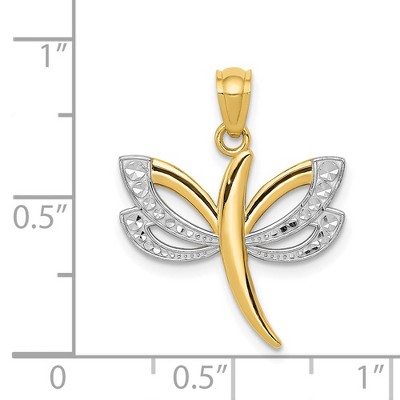 Elegant Gold and Silver Dragonfly Pendant with Diamond-Cut Details