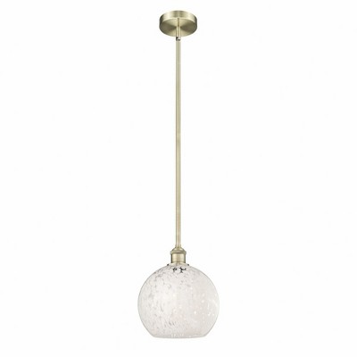 White Mouchette - 1 Light Stem Hung Mini Pendant In Modern Style-11.25 Inches Tall and 10 Inches Wide