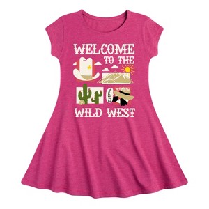 Girls' - Instant Message - Welcome To The Wild West Fit & Flair Cap Sleeve Graphic Dress - 1 of 4
