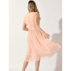 Allegra K Women's High Waist Zip Back Scoop Neck Sleeveless Flowy Long Pleated Dress - 3 of 4