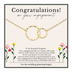 HOPE LOVE SHINE 2 Ring Gold Necklace – Congratulations Gift for Daughter on Engagement, Meaningful Jewelry to Celebrate Her New Chapter - 1 of 4