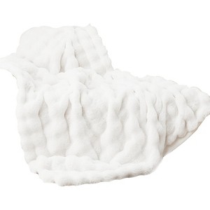 Itopfox White Faux Fur Bubble Throw Blanket for Couch, Sofa, Bedroom & Living Room, Cozy Warm Fluffy Blanket for Winter Great Birthday Gift Selection - 1 of 4