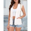 Sleeveless Blazer Vest For Women Open Front Casual Long Cardigan Singal Button Blazer Jacket With Pockets - 2 of 4
