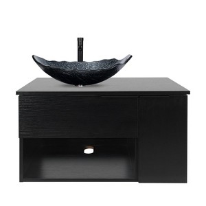 ELECWISH 28-Inch Bathroom Vanity, Modern Black Wall Mounted Bathroom Vanity with 1-Door and 1-Drawer - 1 of 4