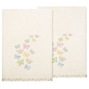 Linum Home Textiles 100% Turkish Cotton MARIPOSA Embellished Towel Set - 1 of 4