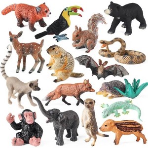 16-Piece Forest Animal Figures Set, Plastic Jungle Wild Animal Toys & Cake Topper Gift for Kids Ages 3-7 - 1 of 4