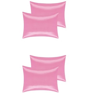 Unique Bargains Standard Breathable Satin Solid Envelope Closure Pillowcase 4 Pcs - 1 of 4