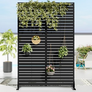 Wooakway Elegant Outdoor Vertical Garden Trellis with Hanging Planters, Metal Design for Patios and Gardens - 1 of 4