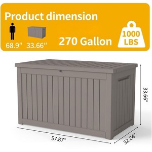YARDGRACE large gallon resin deck box, lockable terrace indoor and outdoor storage box, waterproof storage box - 1 of 4