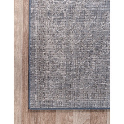Soothing Blue & Gray Floral Indoor Rug 5'3" x 8' - Easy Care, Stain-Resistant
