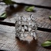 14K White Gold Plated Crystal Plated Leaf Ring with crystals - 2 of 4