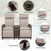 Outdoor Wicker Recliner Loveseat Chair Set with Adjustable Backrest and Built-in Storage Table - 4 of 4