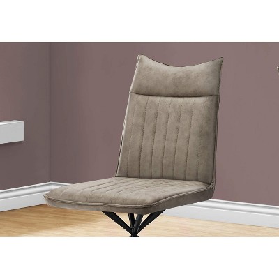 Taupe Faux Leather Upholstered Side Chair with Black Metal Legs