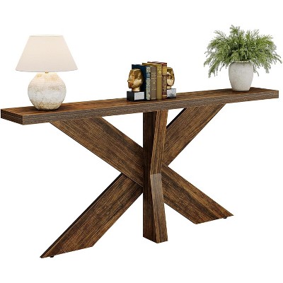 Tribesigns 70.9 Inches Long Sofa Table Behind Couch, Farmhouse Console Entry Table with Wooden Geometric Base for Entryway, Living Room