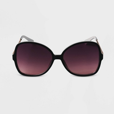 Women s Oversized Angular Butterfly Sunglasses A New Day Black Target