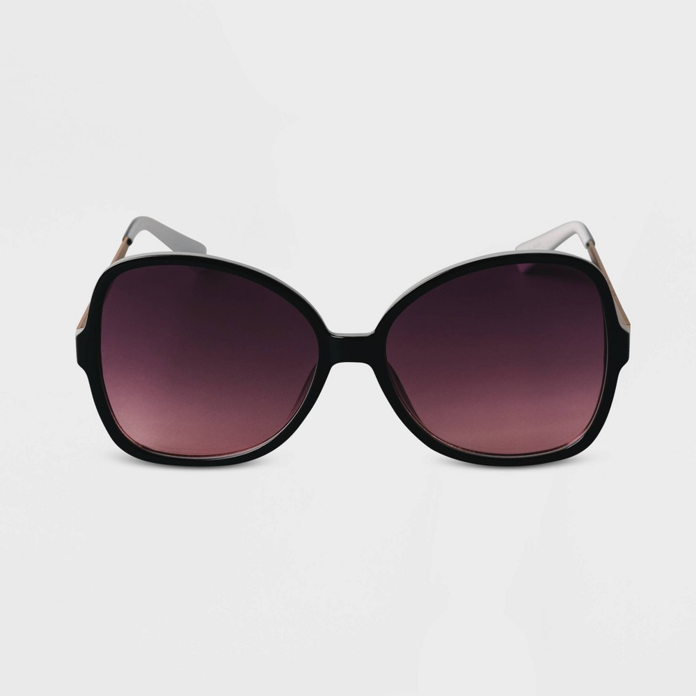 Photos - Sunglasses Women's Oversized Angular Butterfly  - A New Day™ Black