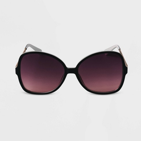 Women's Oversized Angular Butterfly Sunglasses - A New Day™ Black