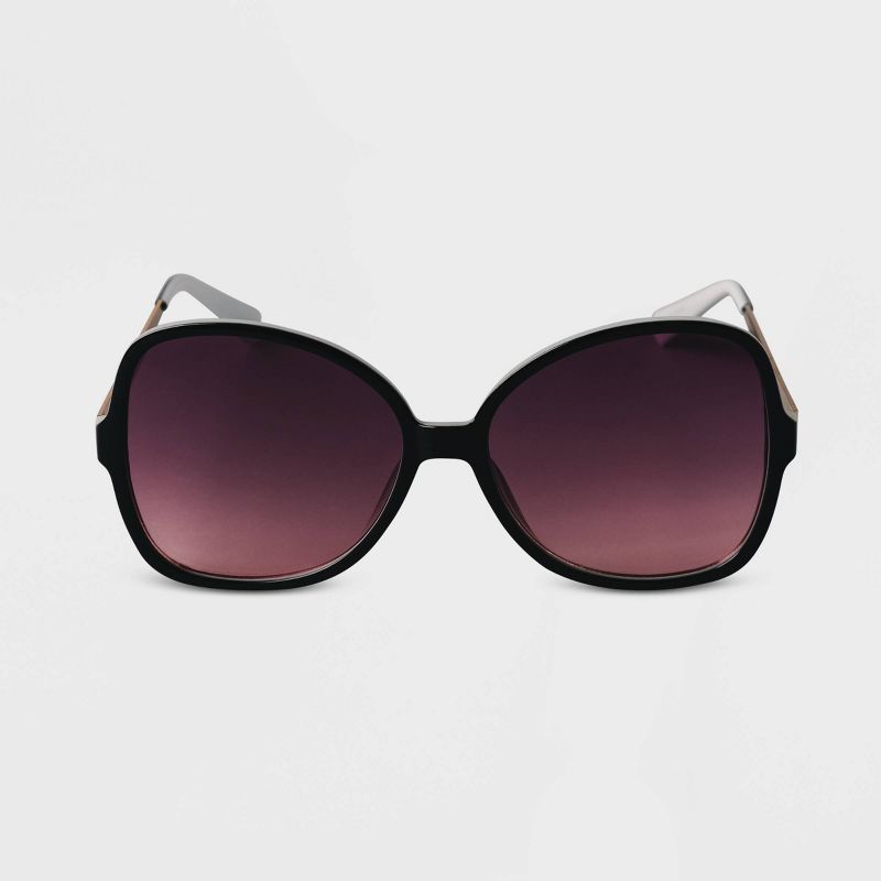 Women&#39;s Oversized Angular Butterfly Sunglasses - A New Day&#8482; Black, 1 of 3