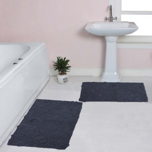 Modesto Bath Rug Bathroom Rugs Set, Washable Rug, Extra Soft and Absorbent bath Rug, Bath Mat Set, Bath Floor Mat Non-Slip, 2 Pcs Set(M+L), Navy - 1 of 4