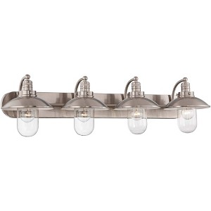 Minka Lavery Industrial Wall Light Brushed Nickel Hardwired 38 1/2" 4-Light Fixture Clear Glass Shade for Bathroom Vanity Hallway - 1 of 3