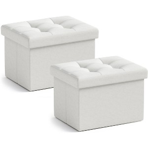Ornavo Home Set of 2 Collapsible Rectangle Small Storage Ottoman - 12" x 16" x 12" - 1 of 4
