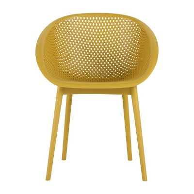 GlasFlength Accent Chairs Modern Stackable Lounge Chairs All Weather Construction For Indoor Outdoor Spaces, Yellow, 23.23"*23.23"*30.91"