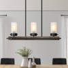 LNC Laius 3-Lights  28.5" Farmhouse Linear Kitchen Island Pendant  Lights, Brown  Wood and Matte Black - 2 of 4