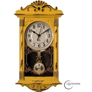 Clockswise Vintage Grandfather Wood-Looking Plastic Pendulum Decorative Battery-Operated Wall Clock - 1 of 4