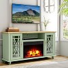 Festivo Farmhouse 62" TV Stand for TVs up to 70" with Fireplace Green - 2 of 4