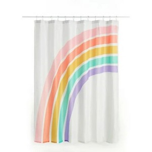 LunaLulinlk Kids Rainbow Shower Curtain with Hooks - 1 of 4