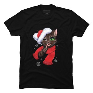 Men's Design By Humans Christmas cat By POLINART T-Shirt - 1 of 4