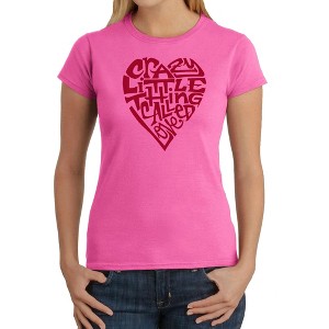 LA Pop Art Women's Word Art T-Shirt - Crazy Little Thing Called Love - 1 of 4