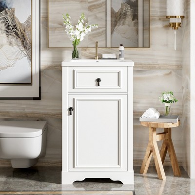MOEPISY 20 Inch Bathroom Vanity with Ceramic Sink, Soft Close Door, Adjustable Shelf, and Door Mounted Storage Rack