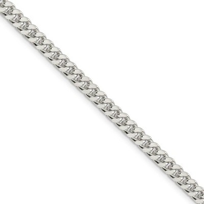 Black Bow Jewelry 5mm Sterling Silver Solid D/C Domed Curb Chain Necklace