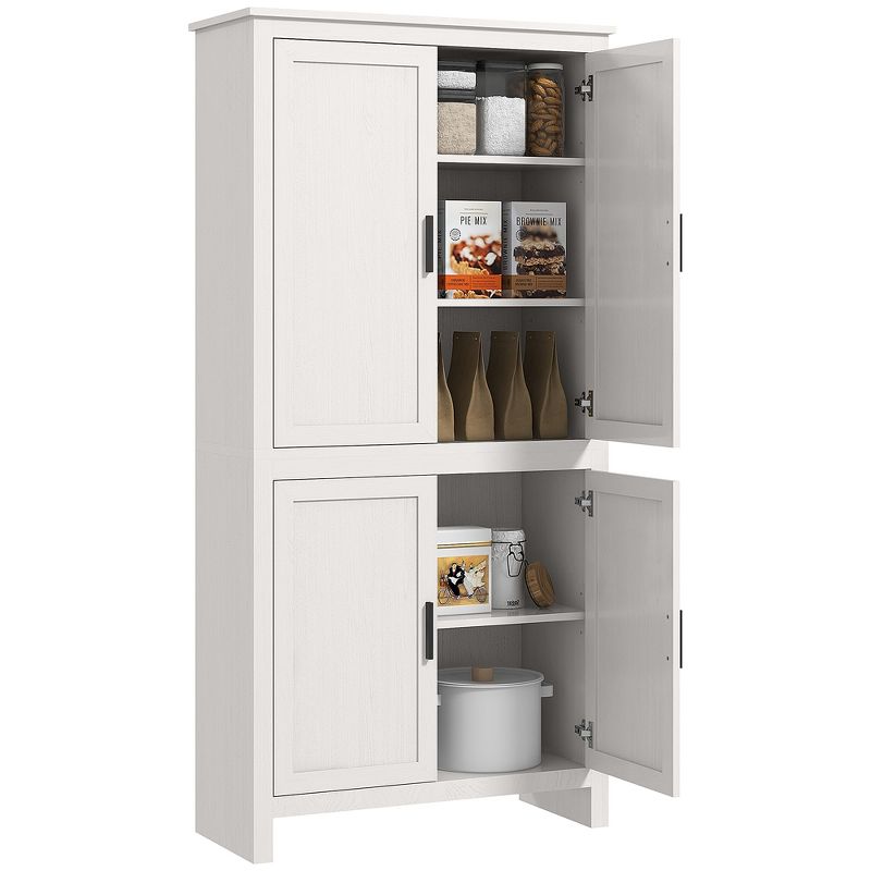 HOMCOM 64" 4-Door Kitchen Pantry, Freestanding Storage Cabinet with 3 Adjustable Shelves for Kitchen, Dining or Living Room, 4 of 7