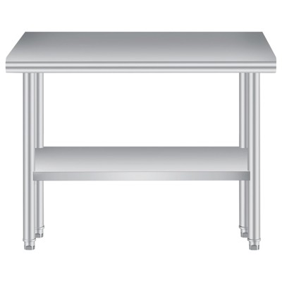 Stainless Steel Prep Table, Commercial Kitchen Prep & Work Table with Adjustable Under Shelf, Heavy Duty Metal Workbench for Kitchen