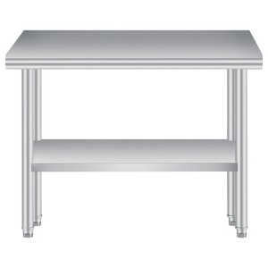 Stainless Steel Prep Table, Commercial Kitchen Prep & Work Table with Adjustable Under Shelf, Heavy Duty Metal Workbench for Kitchen - 1 of 4