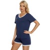 cheibear Women's Soft Shorts Sleeve Nightwear with Pockets Pajama Set 2 Pcs - 3 of 4